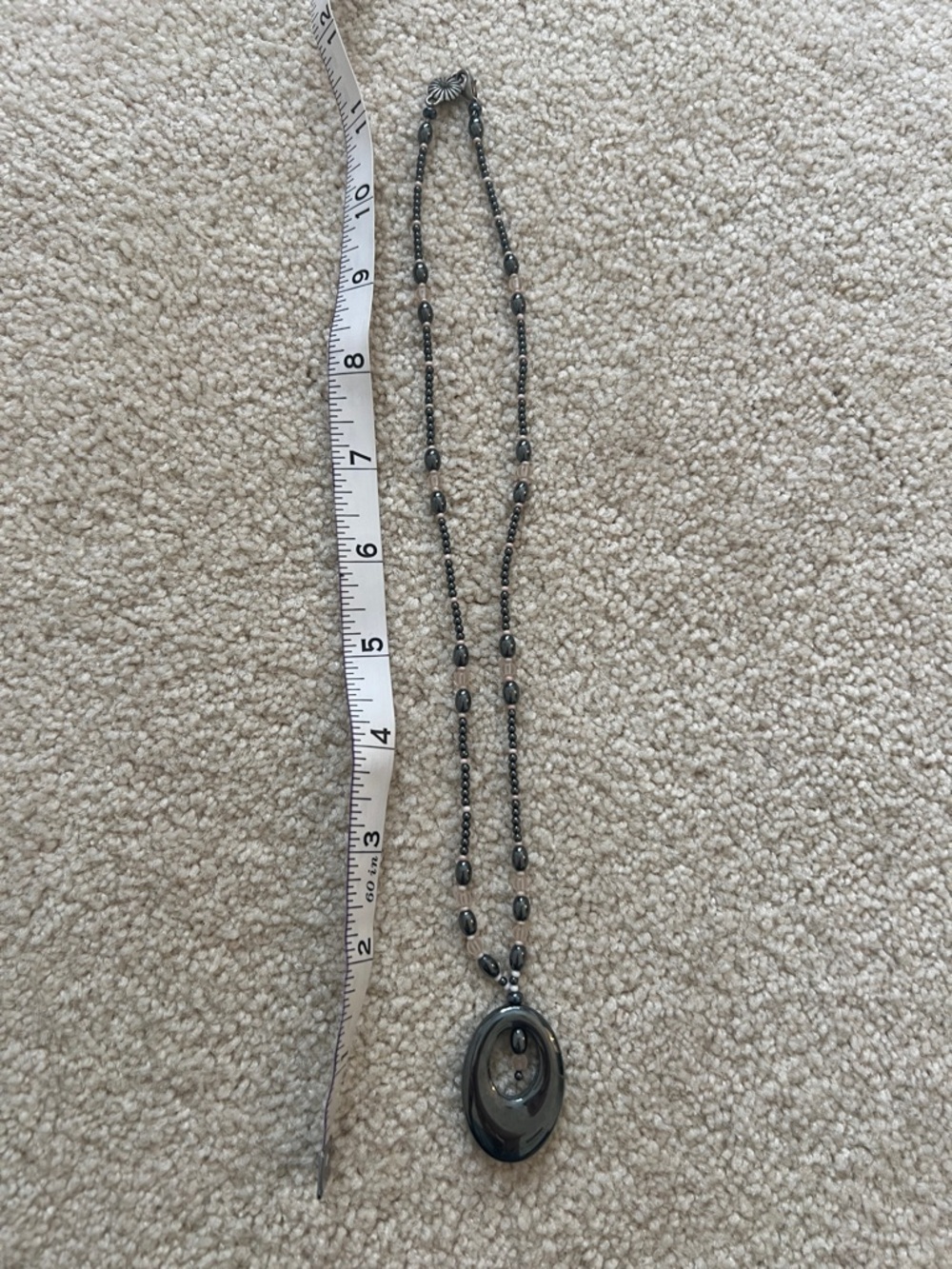 Hematite Beaded Pendant Necklace - Women Jewelry
